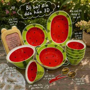 Bộ bát đĩa dưa hấu 3D nhiều kiểu dáng độc đáo